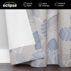 Eclipse Blackout Curtain, Larissa Leaf Grommet Curtain, 95 In Long X 50 In Wide, Patterned 100% Blackout Curtain, Thermal Insula