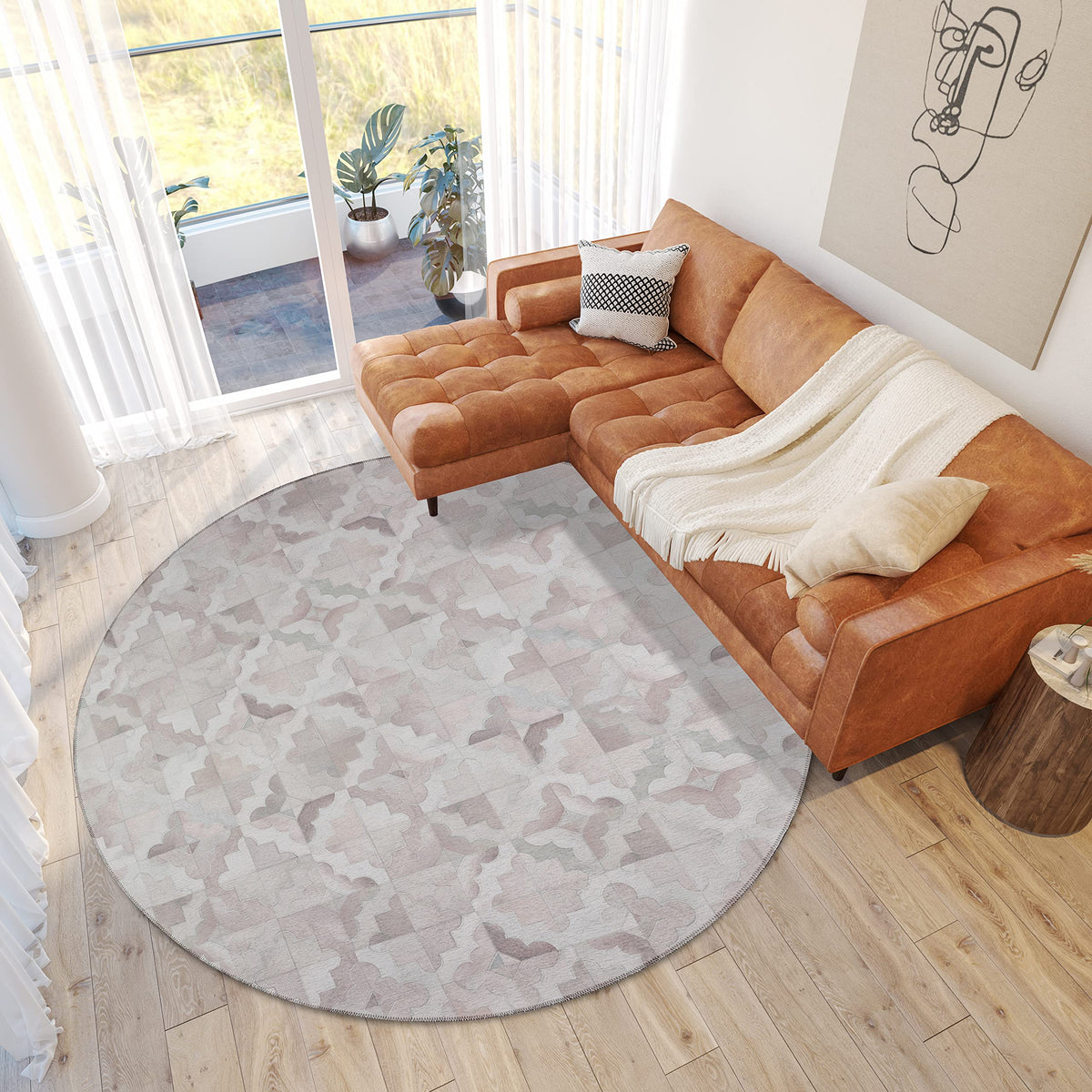 Dalyn Rugs Stetson Patchwork Faux Cowhide Ss8 Linen 6' X 6'