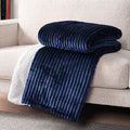 Pavilia Navy Sherpa Fleece Throw Blanket For Couch Twin, Soft Plush Fuzzy Blankets, Fluffy Flannel Sherpa Blanket For Bed, Warm