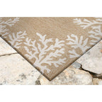Liora Manne Capri Coastal Coral Border Neutral Indoor/Outdoor Rug, 8' Round
