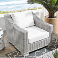 Modway Conway Sunbrella Outdoor Patio Wicker Rattan, Armchair, Light Gray White