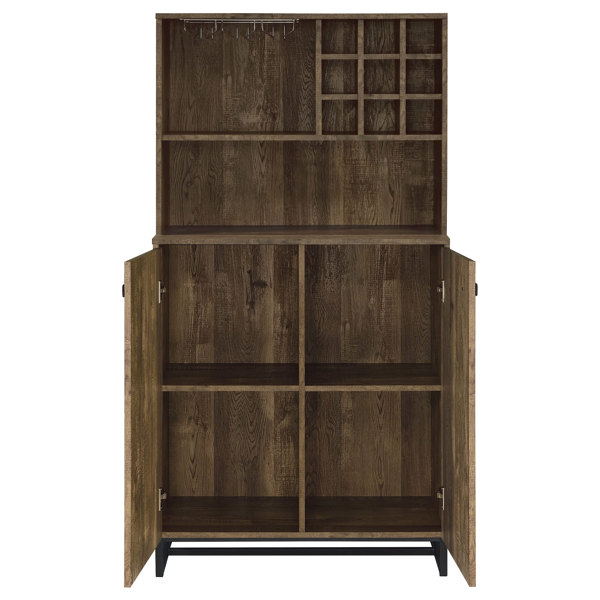 Coaster Home Furnishings Mendoza 2-Door Home Bar Cabinet Wine Storage Rustic Oak