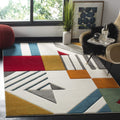 SAFAVIEH Hollywood Collection Accent Rug - 23 x 4, Ivory & Peacock Blue, Mid-Century Modern Design, Non-Shedding & Easy Care, 