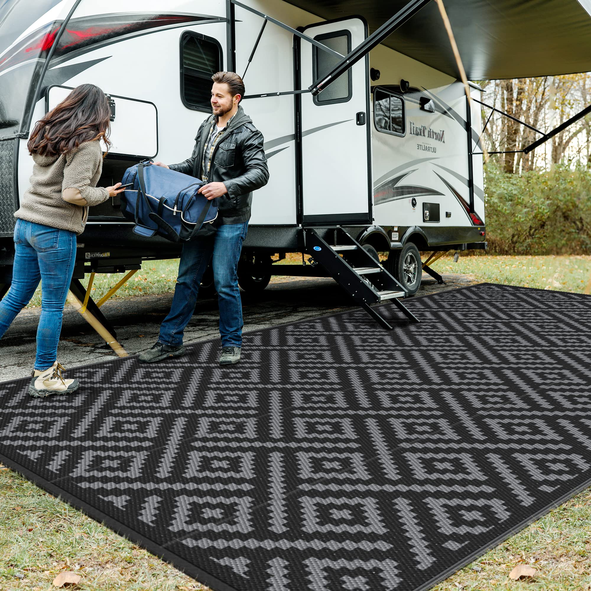Genimo Outdoor Rug For Patio Clearance,9'X18' Waterproof Mat,Reversible Plastic Camping Rugs,Rv,Porch,Deck,Camper,Balcony,Backya