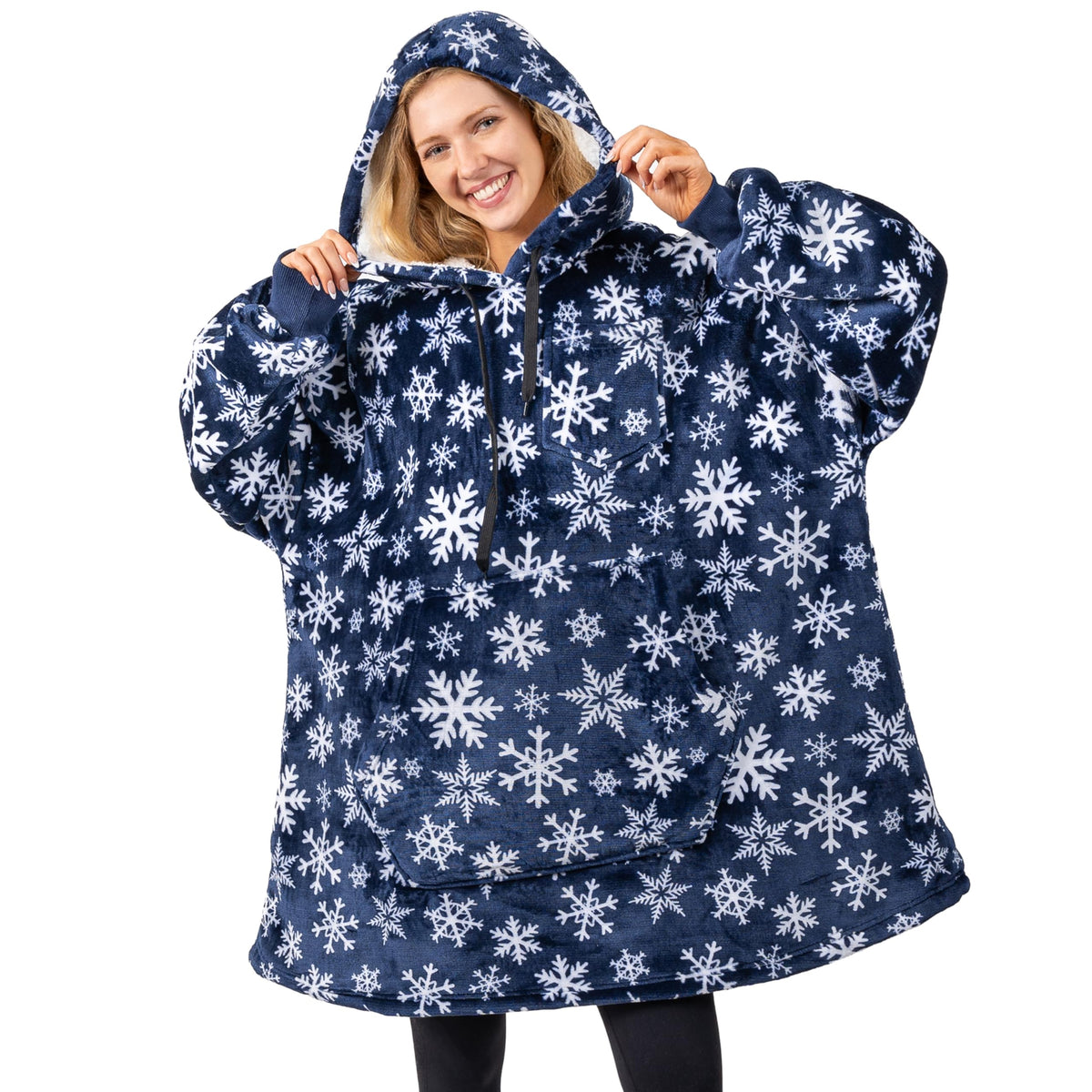 Pavilia Blanket Hoodie For Women Blue, Sherpa Wearable Blanket Men, Cozy Oversized Sweatshirt Blanket, Warm Fleece Hooded Blanke