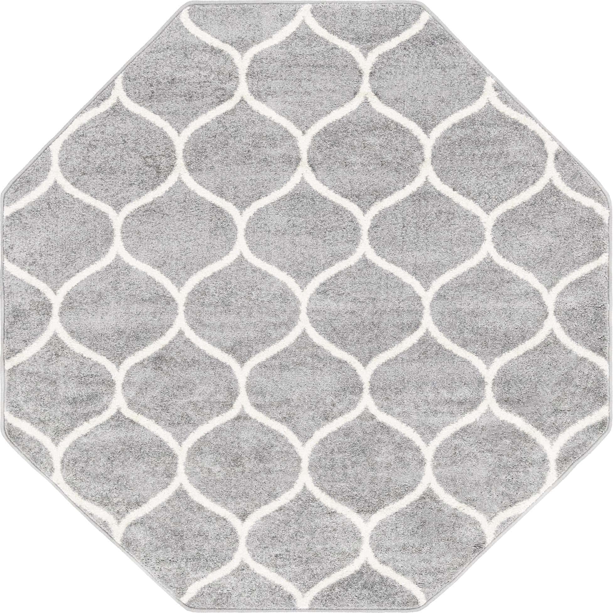 Unique Loom Trellis Frieze Collection Area Rug - Rounded (5' Octagon, Light Gray/ Ivory)