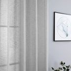 Gray Sheer Curtains 96 Inches Long For Living Room 2 Panels Grommet Woven Textured Voile Drapes Flowy Lightweight Floor Length C