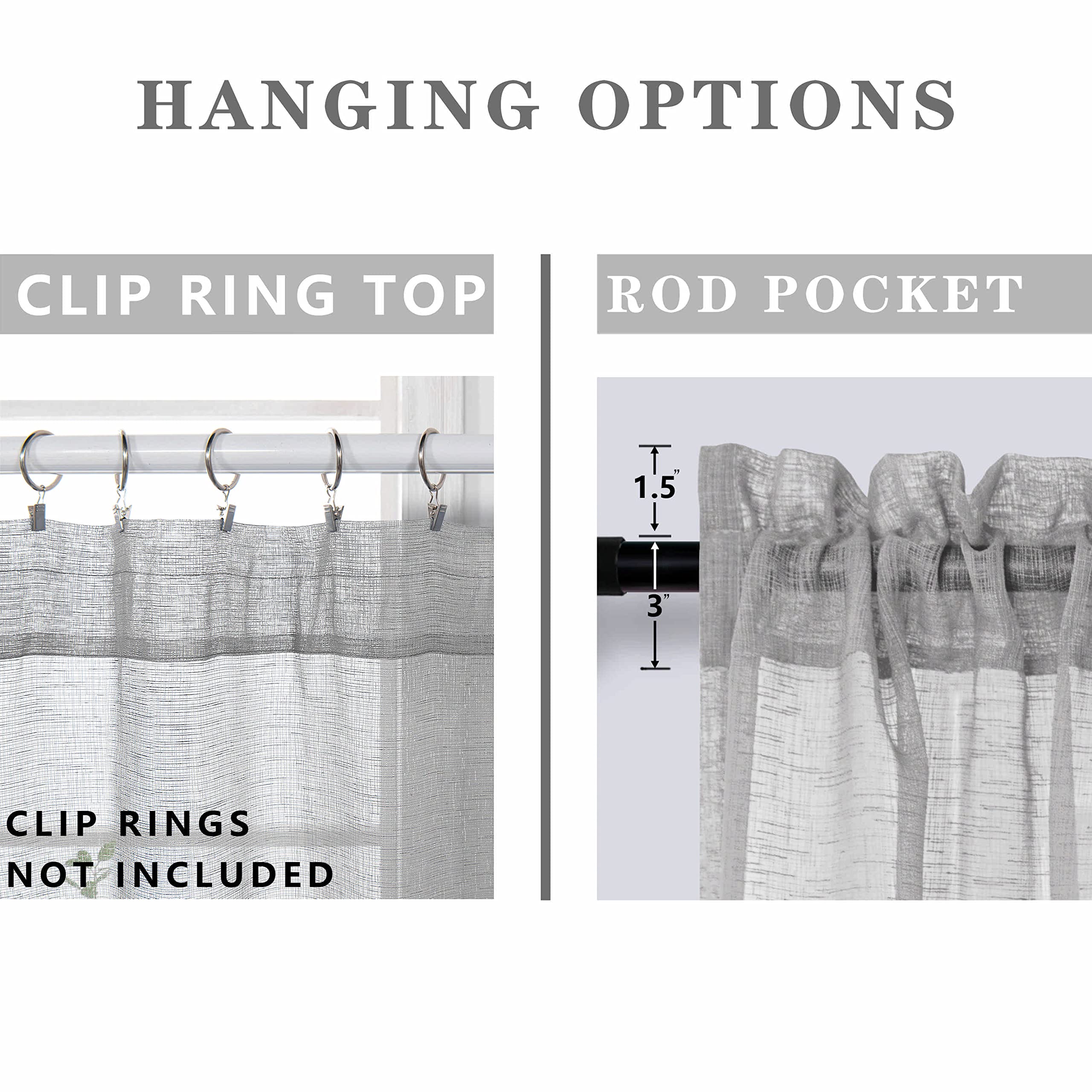 96 Inch Silver Gray Floor Length Curtains For Living Room Rod Pocket Light Filtering Grey Semi Sheer Curtain Translucent Textured Window Drapes For Office Patio Sliding Glass Door 96 Inches Long