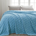 Newcosplay Super Soft Queen Blanket Blue Premium Silky Flannel Fleece 3D Checkered Lightweight Bed Blanket All Season Use (Blue