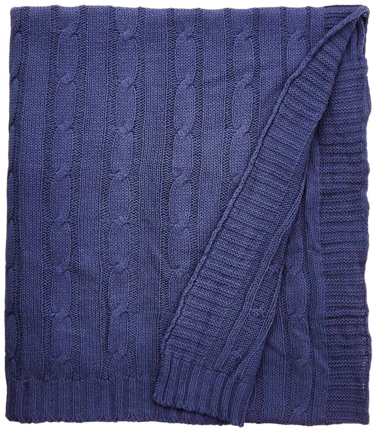 Rizzy Home Cable Knit Sweater Fabric Throw, Navy/Navy