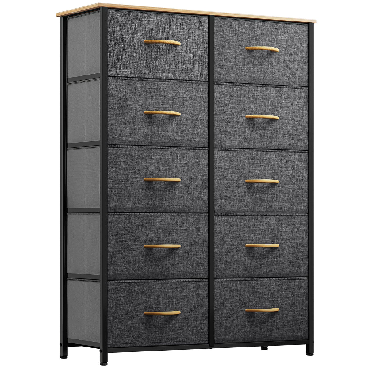 Yitahome 10 Drawers Dresser, Fabric Dresser, Tall Chest Organizer Unit For Living Room, Hallway, Closets, Sturdy Steel Frame, Wooden Top