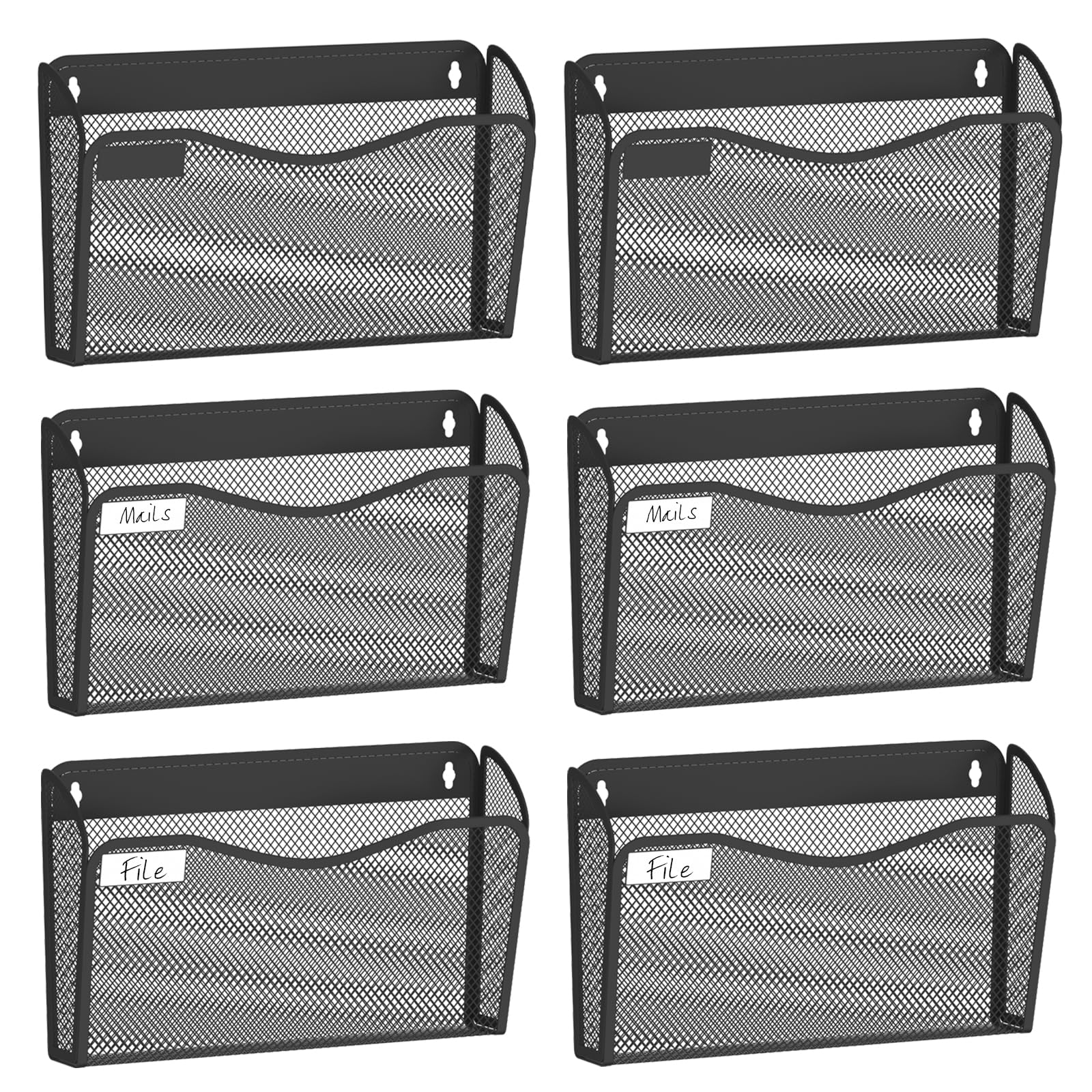 Bohdk Wall File Organizer, Mesh Hanging File Organizer, Home Office Organization And Storage, 6 Single Pockets Document Magazine