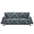 Purefit Geometric Jacquard Throw Sofa Cover - Textured Soft Washable Decorative Couch Covers For 3 Cushion Couch, Throw Cover With Tassels Furniture Protector For Pets (Large, Flower Peacock Blue)