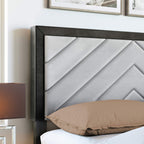 Boyd Sleep Arden Upholstered Platform Bed with Headboard, Mattress Foundation with Strong 14 Wood Slat Supports, No Box Spring Required, Black and Gray Faux Leather, Size King