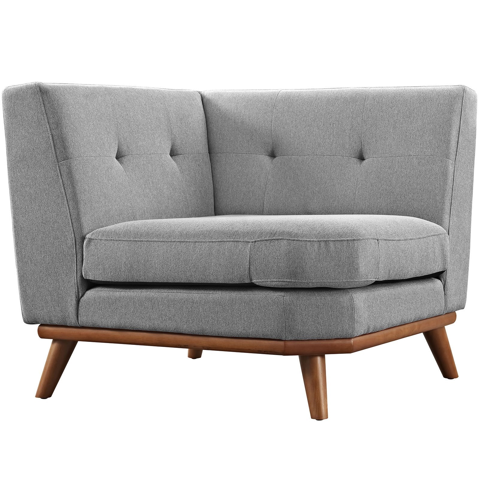 Modway Engage Corner Sofa In Mid-Century Modern Upholstered Fabric Expectation Gray