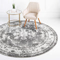 Unique Loom Sofia Collection Area Rug - Salle Garnier (4 1 Round, Gray/ Ivory)