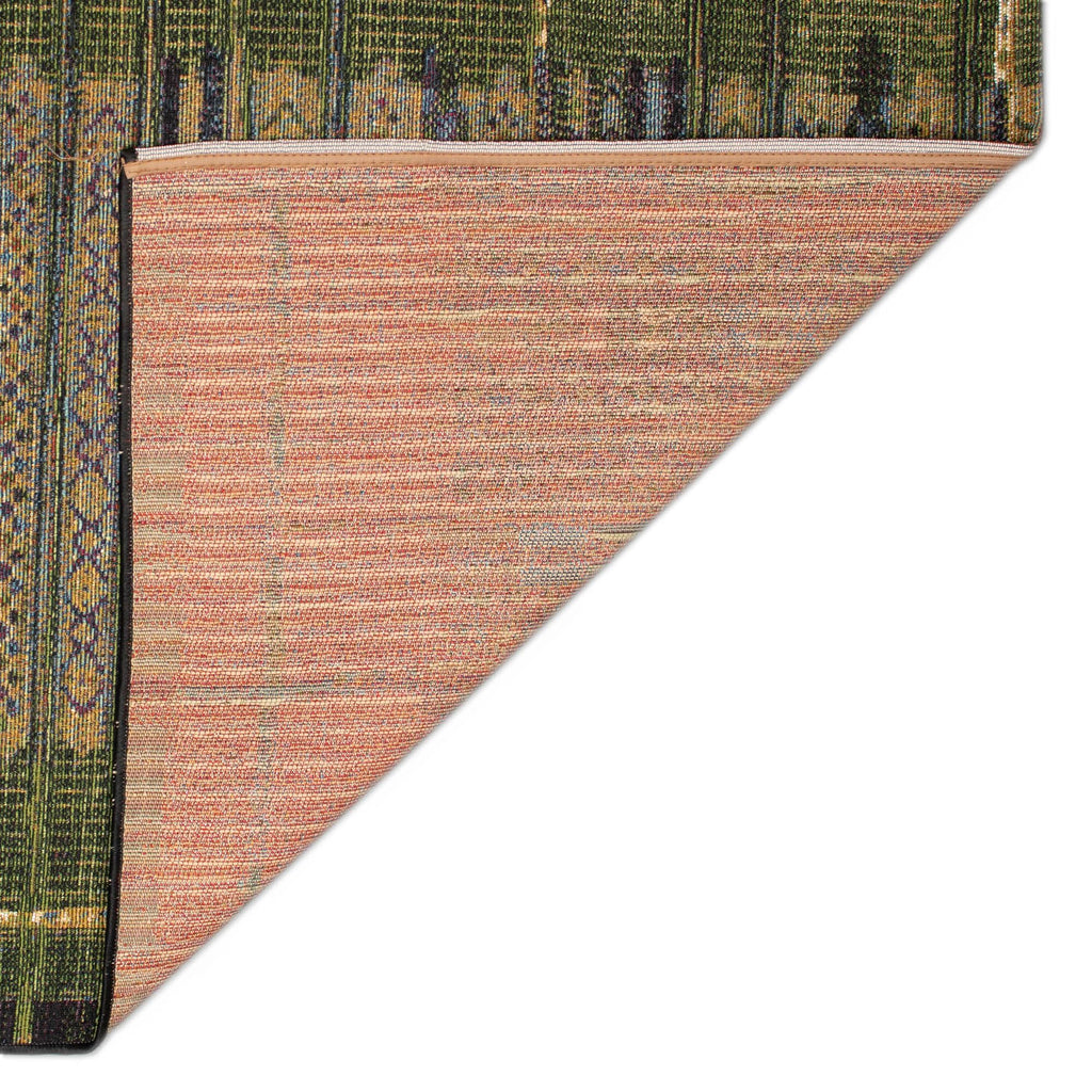 Liora Manne Marina Indoor/Outdoor Power Loomed Synthetic Blend Low Profile Area Rug - Traditional Geometric Casual Southwestern Colorful (Tribal Stripe Green) (8'10' X 11'9')