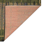 Liora Manne Marina Indoor/Outdoor Power Loomed Synthetic Blend Low Profile Area Rug - Traditional Geometric Casual Southwestern Colorful (Tribal Stripe Green) (8'10' X 11'9')