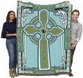 Pure Country Weavers Celtic Knots Cross With Unicorn Blanket - Teal - Gift Tapestry Throw Woven From Cotton - Made In The Usa (7