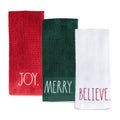 Rae Dunn Set of 3 Hand Towels for Kitchen and Bathroom, 100% Cotton, Embroidered Dish Towels Embroidered Christmas Xmas Theme 16