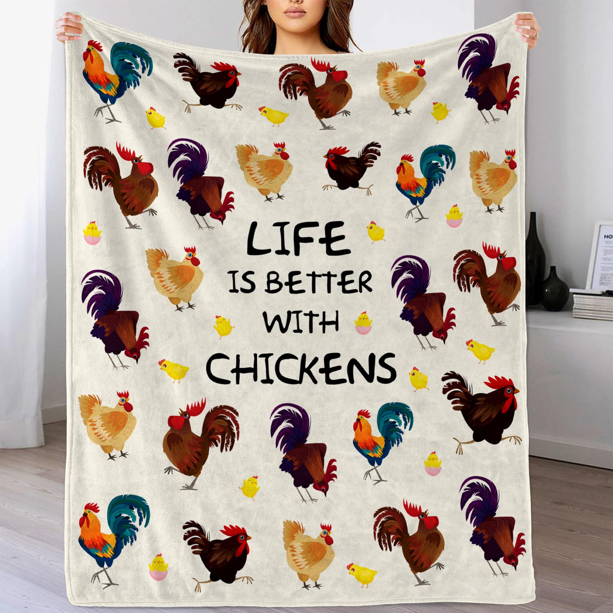 Chicken Blanket For Girl Cute Chicken Flannel Blanket 60'X50' Chicken Throw Blankets For Adult Women Rooster Decorative Kids F