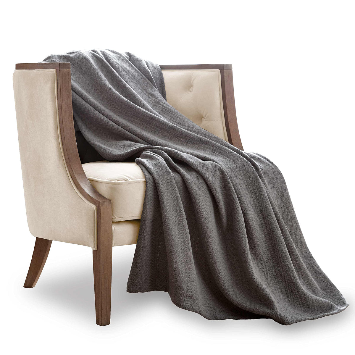 Vellux 100% Cotton Blanket - 360 Gsm Soft, Breathable, Cozy & Lightweight Thermal Blanket - All Season Twin Size Blanket Perfect