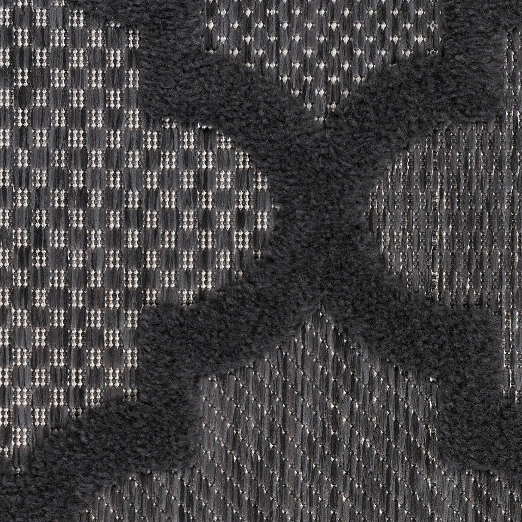Nourison Easy Care Indoor/Outdoor Charcoal Black 10' X Round Area Rug, Easy Cleaning, Non Shedding, Bed Room, Living Room, Dining Room, Backyard, Deck, Patio (10 Round)