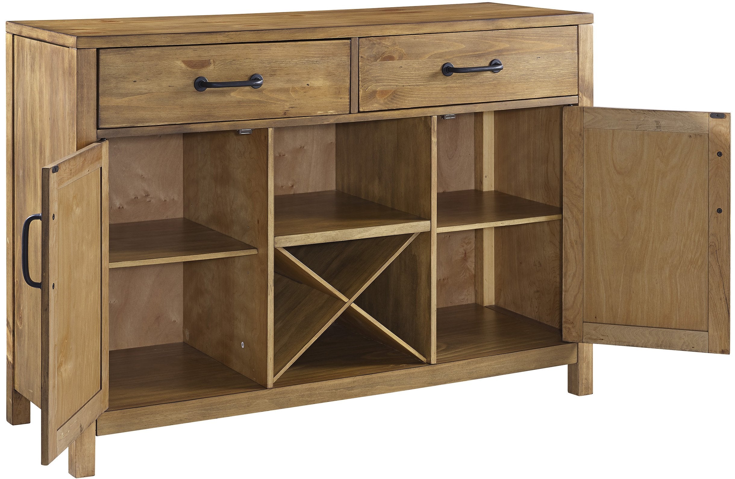 Crosley Furniture Roots Modern Farmhouse Sideboard Buffet Cabinet With Storage, Natural