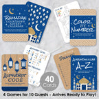 Big Dot Of Happiness Ramadan - 4 Eid Mubarak Party Games - 10 Cards Each - Countdown Advent Calendar, Alhamdulillah A-Z, Alphabe