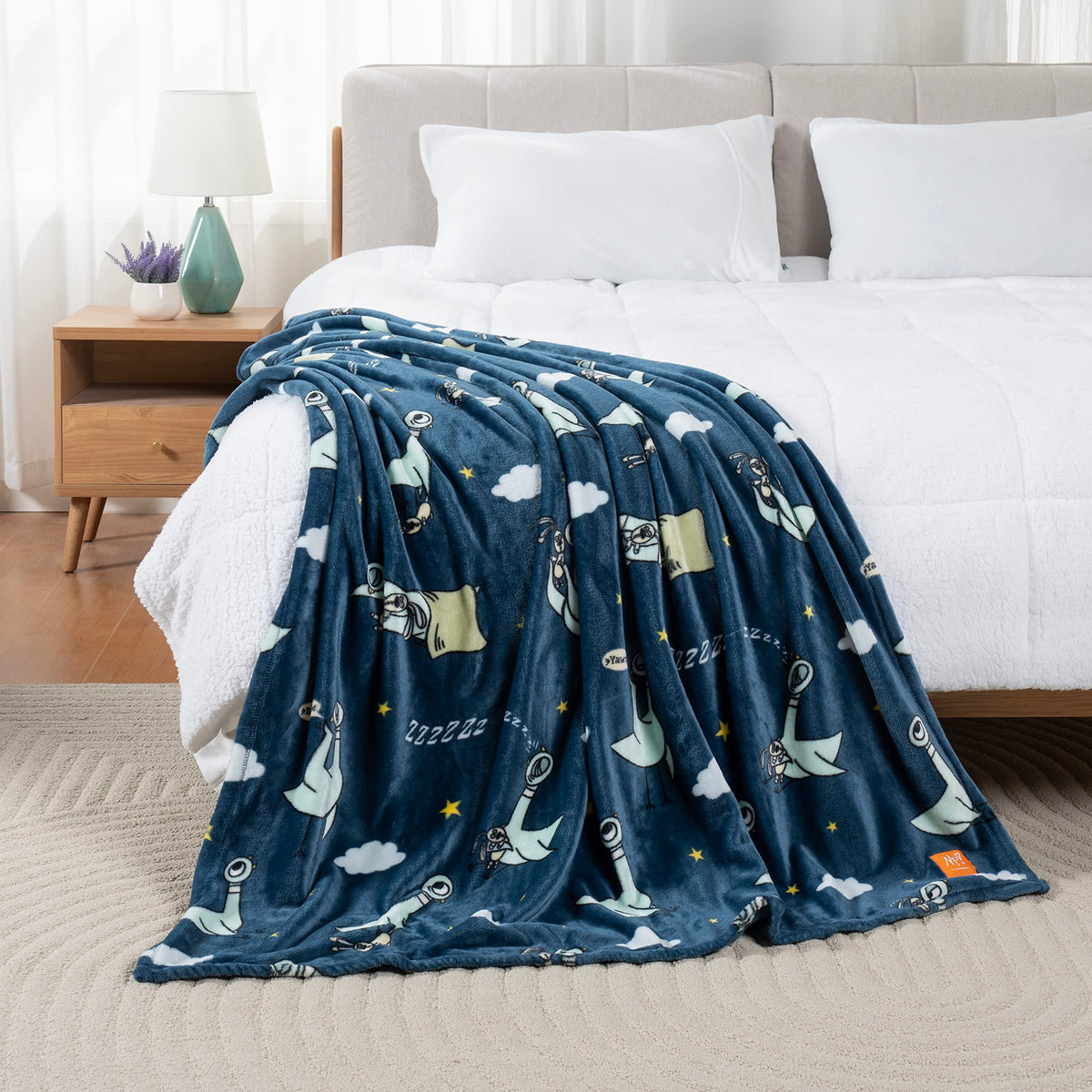 Berkshire Blanket & Mo Willems Velvetloft Luxury Soft Cozy Cute Kids Throw Blanket,Gifts For Kids,Dont Let The Pigeon Stay Up La