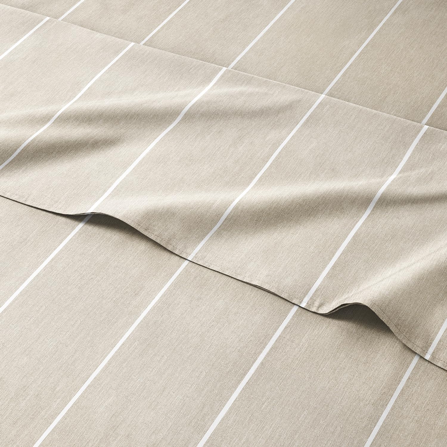 Twinxl Size 3 Piece Bedding Sheet Set - Breathable & Cooling Sheets - Hotel Luxury Bed Sheets For Kids, Teens, Women & Men - Deep Pockets, Easy-Fit - Soft & Wrinkle Free - Beige Stripes 4 Oeko-Tex Set