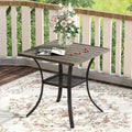 Vicllax Small Square Outdoor Patio Table, All Weather Metal Outdoor Dining Table For Lawn Garden, 27.5'X 27.5' Patio Bisto Table For Outside, Grey Wood-Like Tabletop