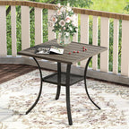 Vicllax Small Square Outdoor Patio Table, All Weather Metal Outdoor Dining Table For Lawn Garden, 27.5'X 27.5' Patio Bisto Table For Outside, Grey Wood-Like Tabletop