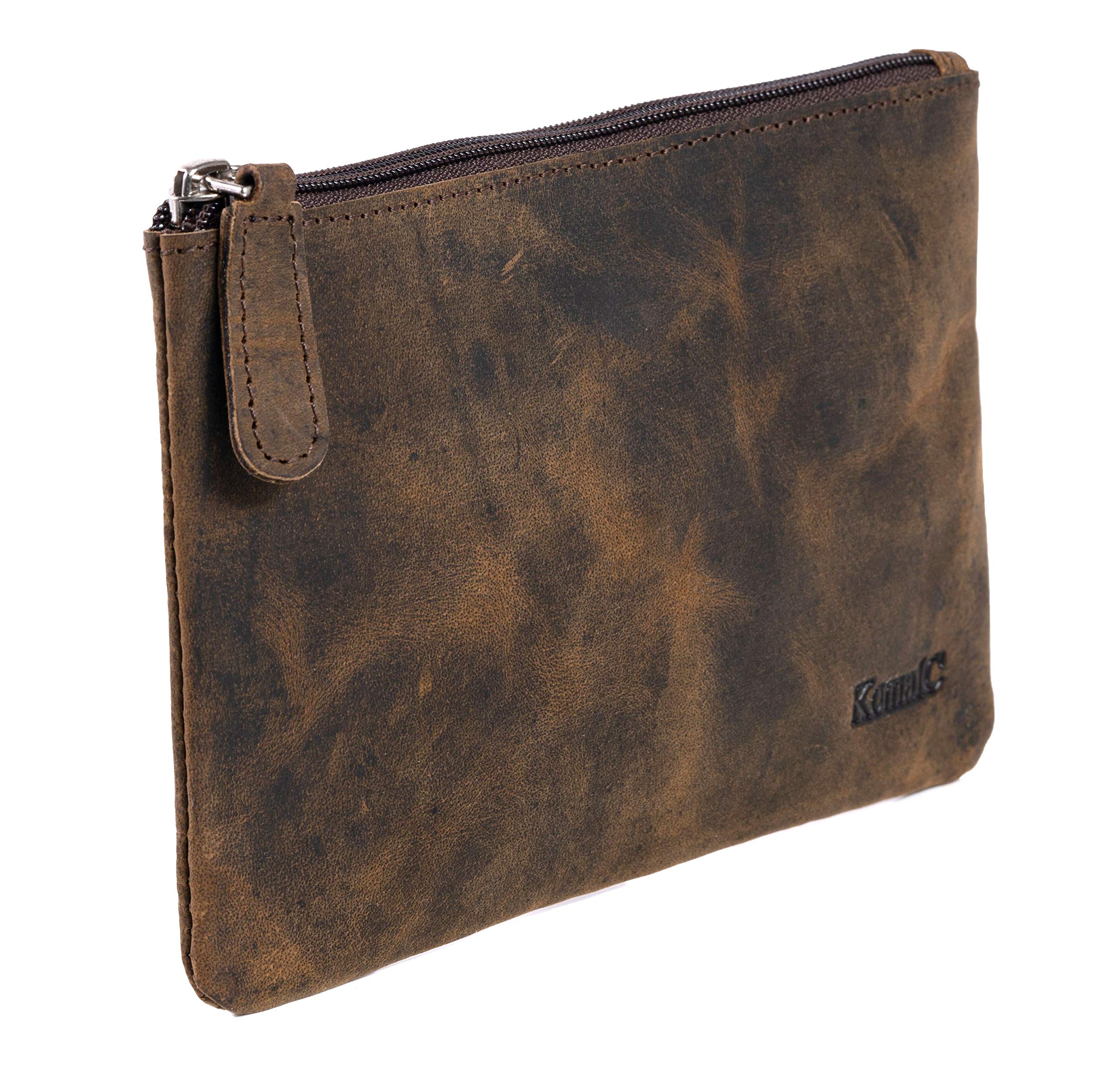 Leather Pencil Pouch Pen Case Zippered Pencil Case Sleeve Elegant And Practical For Artists. Perfect For Office By Komalc