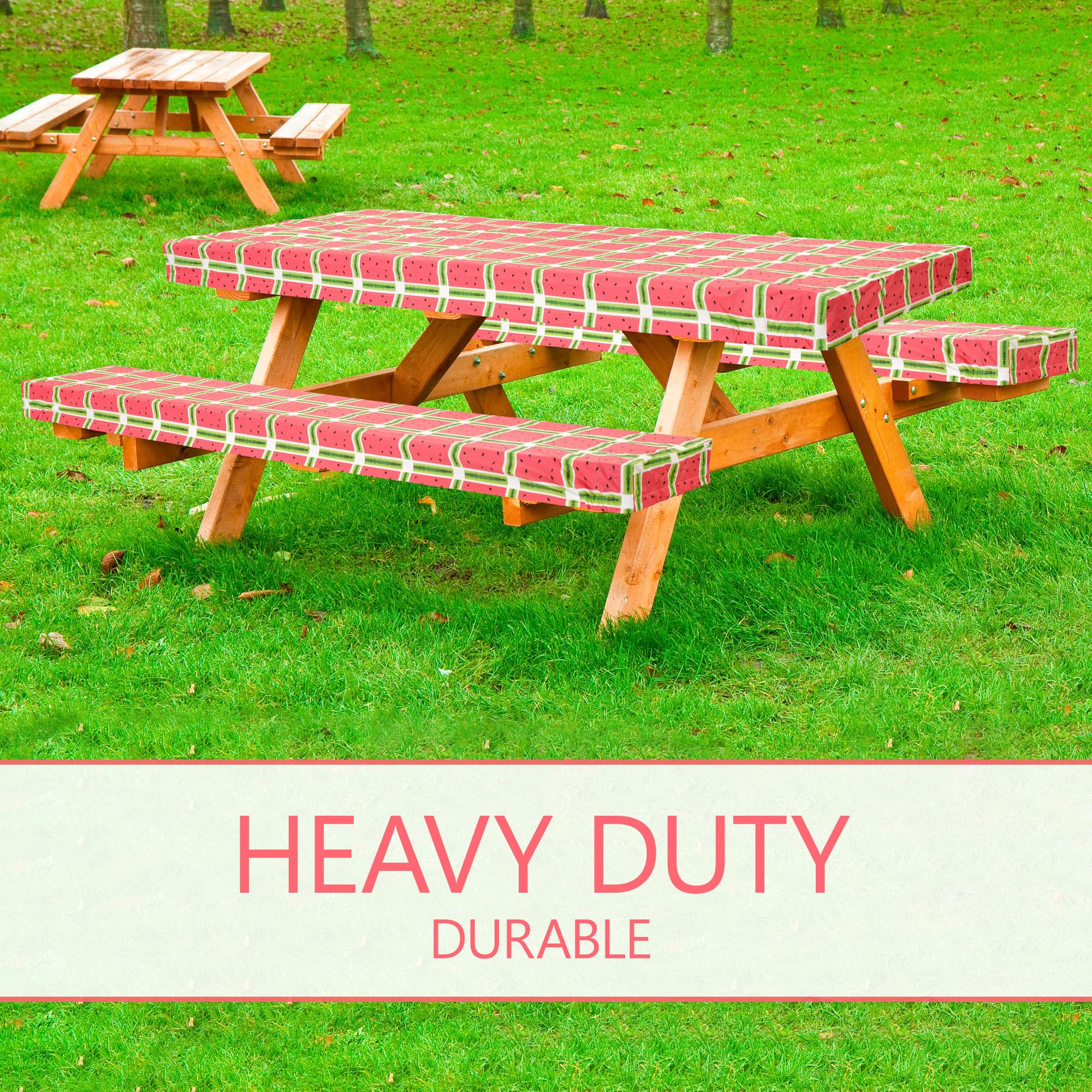 Linpro 6Ft Picnic Table Cover With Bench Covers Fitted Picnic Table Covers With Elastic Waterproof, Camping Tablecloth. Vinyl Picnic Table Tablecloth. Rv And Camping Accessories 3 Pc. Set Watermelon