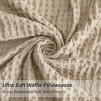 Phf Ultra Soft Waffle Weave Pillowcases Standard Size 20' X 26' 2 Pack, No Insert, Breathable Skin-Friendly Pillow Shams, Decorative Waffle Weave Pillow Case Covers, Khaki