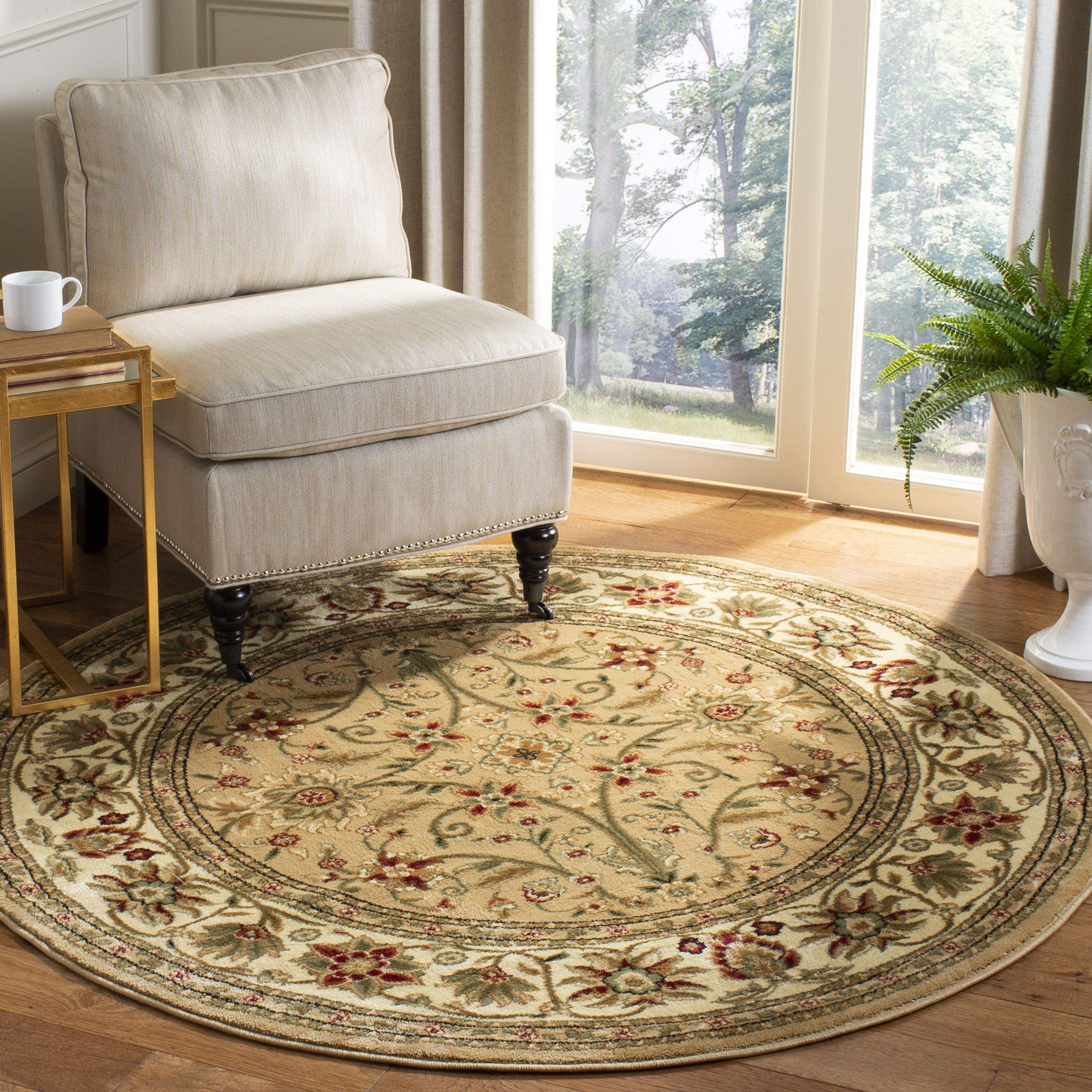 SAFAVIEH Lyndhurst Collection 6 Round Beige/Ivory LNH212D Traditional Oriental Non-Shedding Dining Room Entryway Foyer Living R