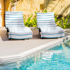 Arkwright Las Rayas Chaise Lounge Cover - (Pack Of 2) 100% Cotton Terry Towel Pool Chair Covers For Outdoor Beach Furniture, 30 X 85 In, Blue