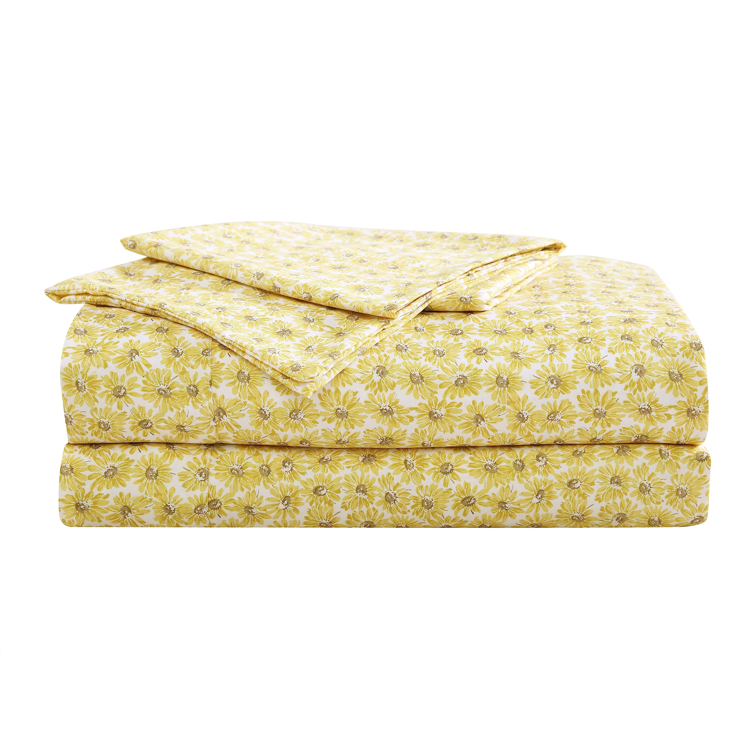 Betsey Johnson - Full Bed Sheets, Soft & Lightweight Bedding, Fade & Wrinkle Resistant (Sunflower Field Yellow, Full)