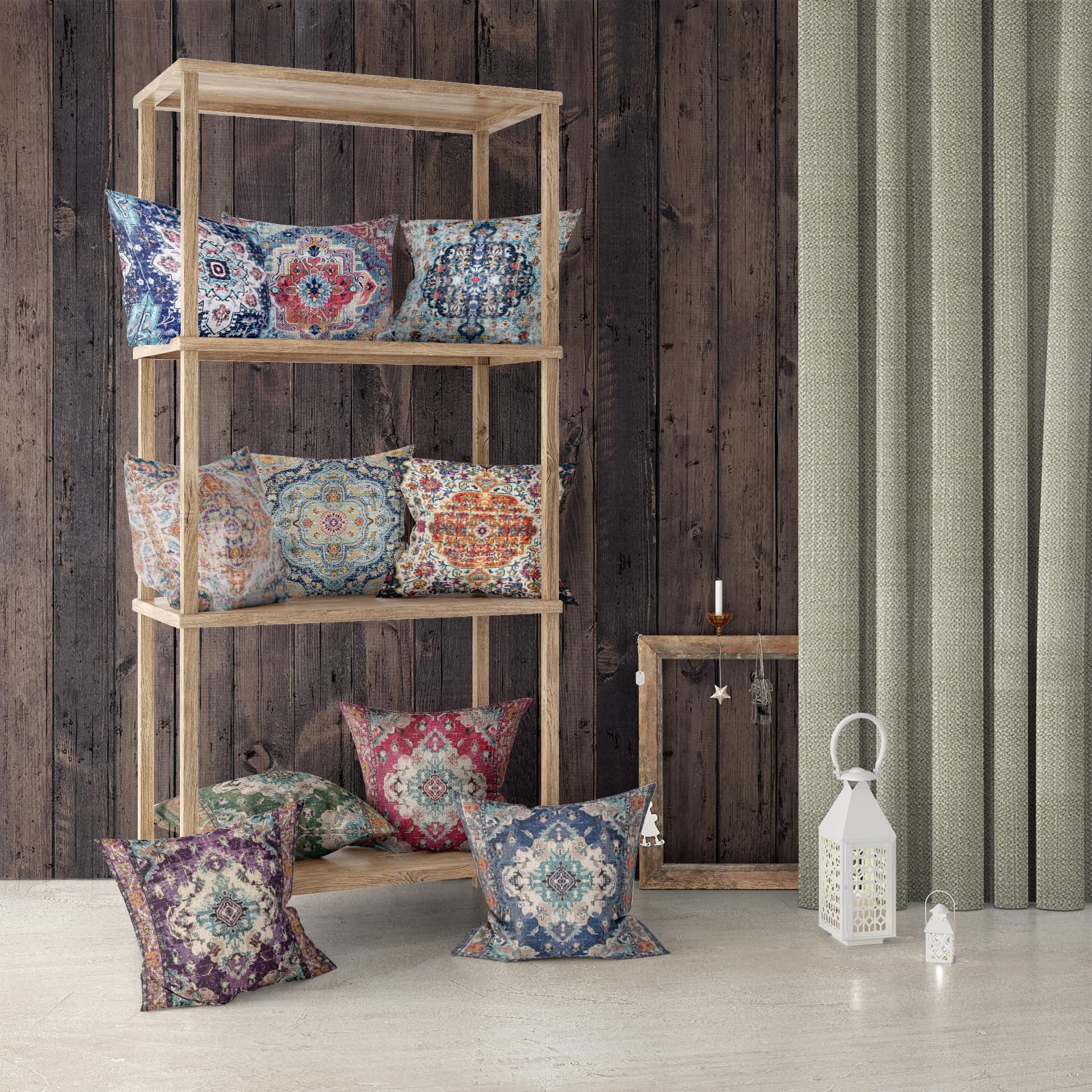 Snycler Boho Throw Pillow Covers 26X26 Inch Set Of 2 Boho Rug Carpet Double Sided Pattern Cotton Soft Pillow Case Cushion Cover