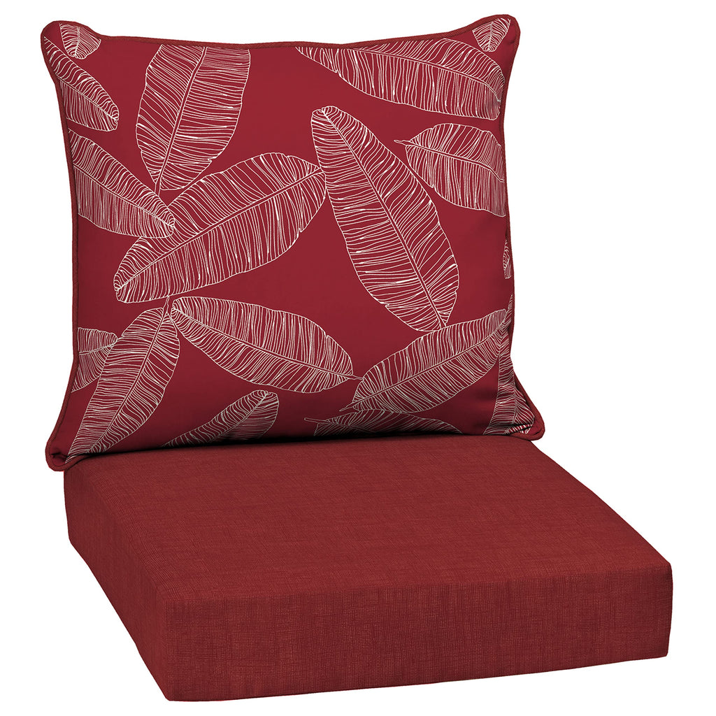 Arden Selections Outdoor Deep Seat Set, 24 X 24, Water Repellent, Fade Resistant, Deep Seat Bottom And Back Cushion 24 X 24, Red
