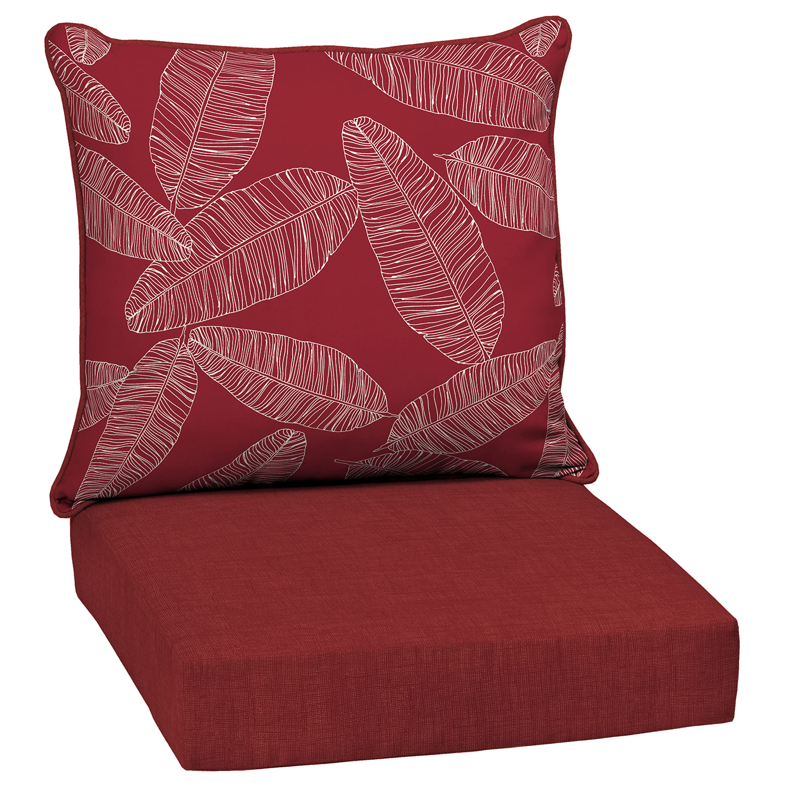 Arden Selections Outdoor Deep Seat Set, 24 X 24, Water Repellent, Fade Resistant, Deep Seat Bottom And Back Cushion 24 X 24, Red