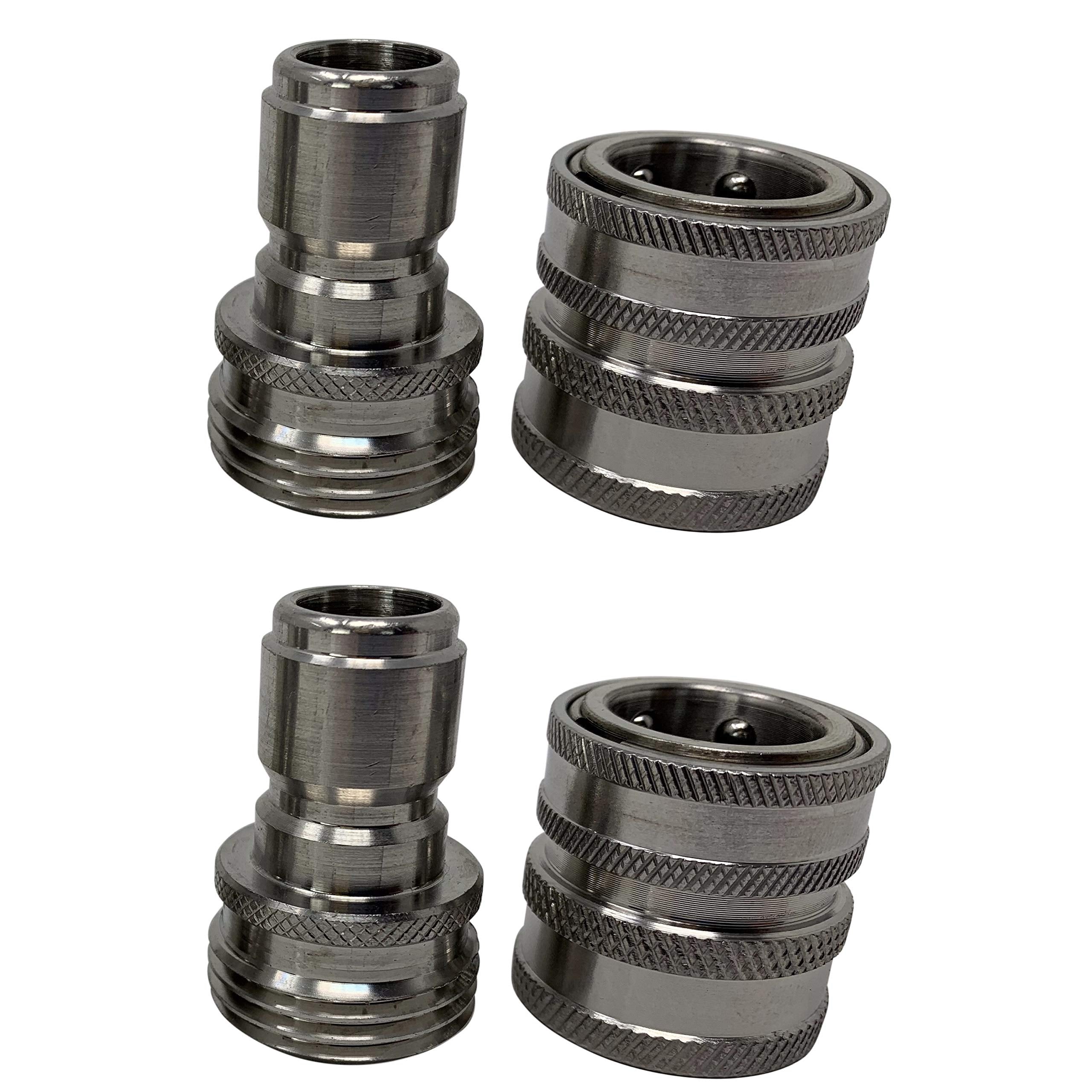 Mtm Hydro Garden Hose Adapter 4 Piece 3/4    Quick Connect Fittings Kit, Stainless Steel High Pressure Couplings And Connectors