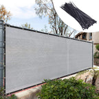 Royal Shade Custom Size 6' X 59' Grey Fence Privacy Screen Windscreen Cover Netting Mesh Fabric Cloth - Cable Zip Ties Included