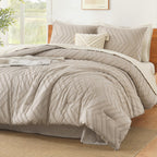 Litanika Khaki King Comforter Set, 3 Pieces Lightweight Tufted Bedding Sets, Down Alternative Comforter Fluffy Bed Set Gift Choi