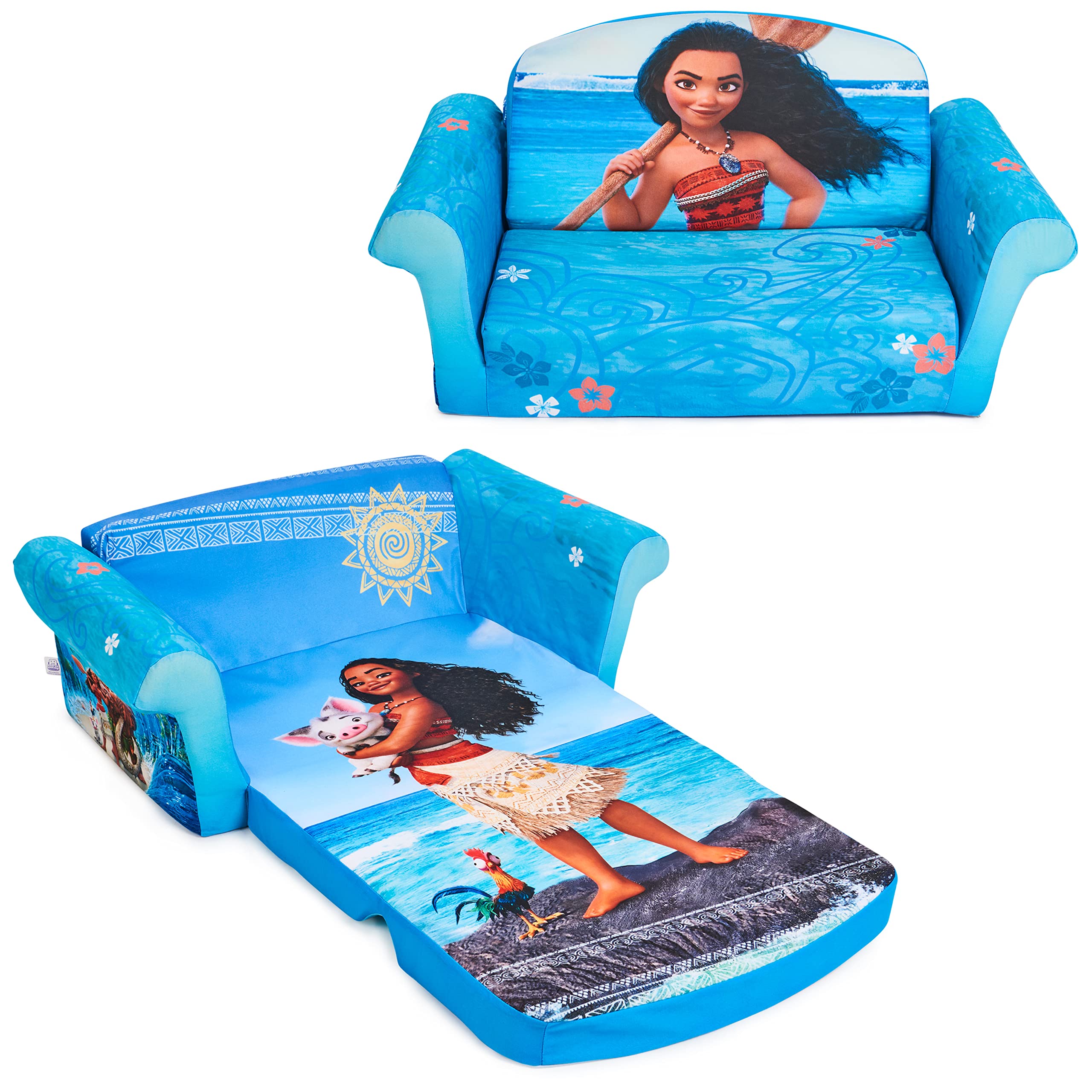 Marshmallow Furniture, childrens 2in1 Flip Open Foam compressed Sofa, Moana