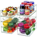 Qilinba Set Of 8 Stackable Pantry Organizer Bins, Clear Plastic Storage Bins for Home Edit Fridge Cabinet Organizing Storage Con