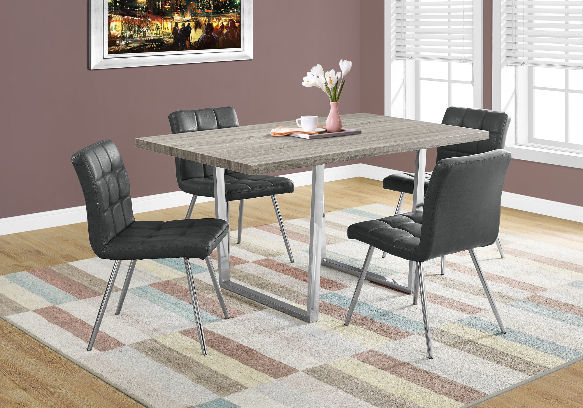 Monarch Specialties Dining Table, 59&quot;L X 35.5&quot;D X 30.25&quot;H, Dark Taupe