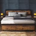 LIKIMIO King Bed Frame with Headboard and Footboard, Metal Strong Supports, Easy Assembly, Noise-Free, No Box Spring Needed, Vin