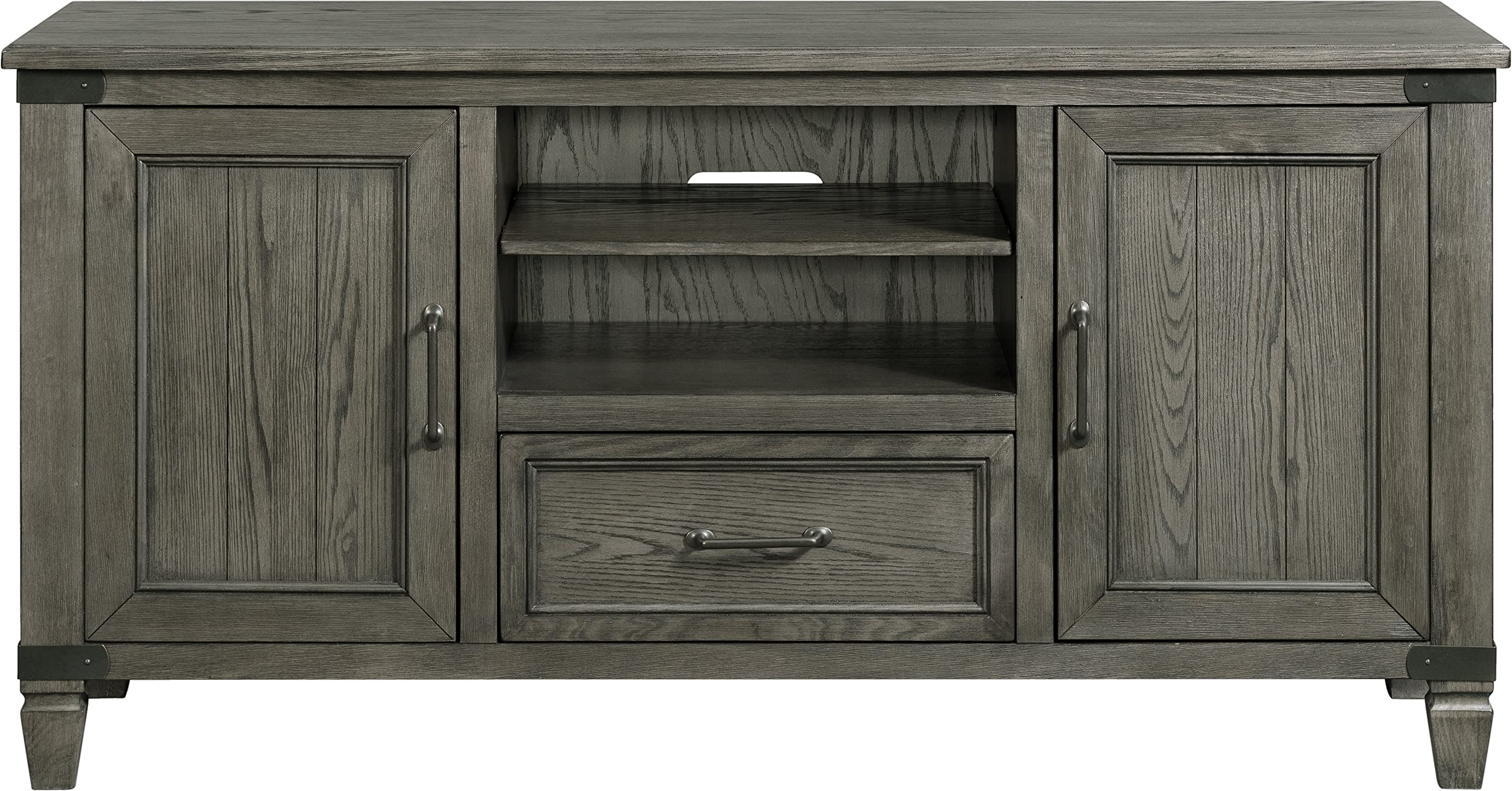 Intercon Foundry Media Console with 2 Shelves, 2 Cabinets, and Shelf, Brushed Pewter, 60&quot; Width TV Stands